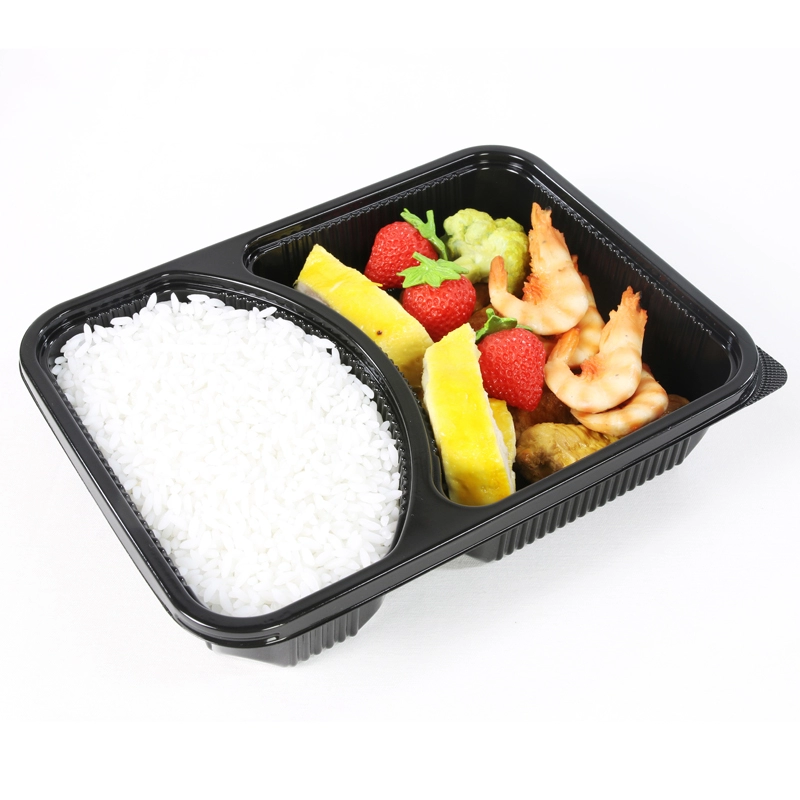 2 compartment plastic food container disposable lunch box