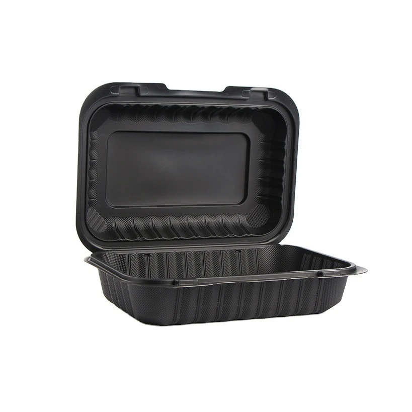 850ml-Microwavable-Black-Plastic-Disposable-Biodegradable Plastic Disposable Box Food Packaging