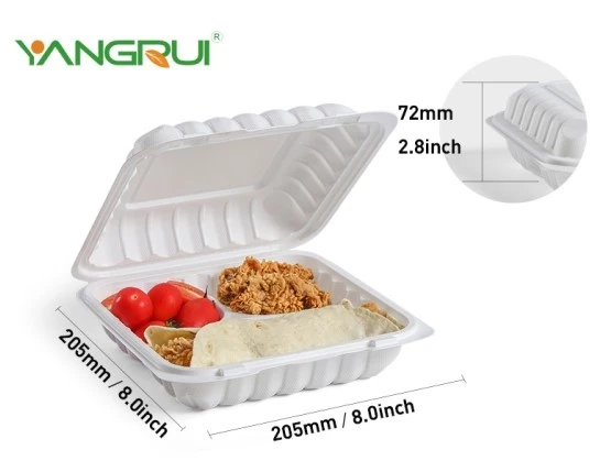 4444White MFPP 3 compartment take out container MFPP White 28oz To-Go Food Container