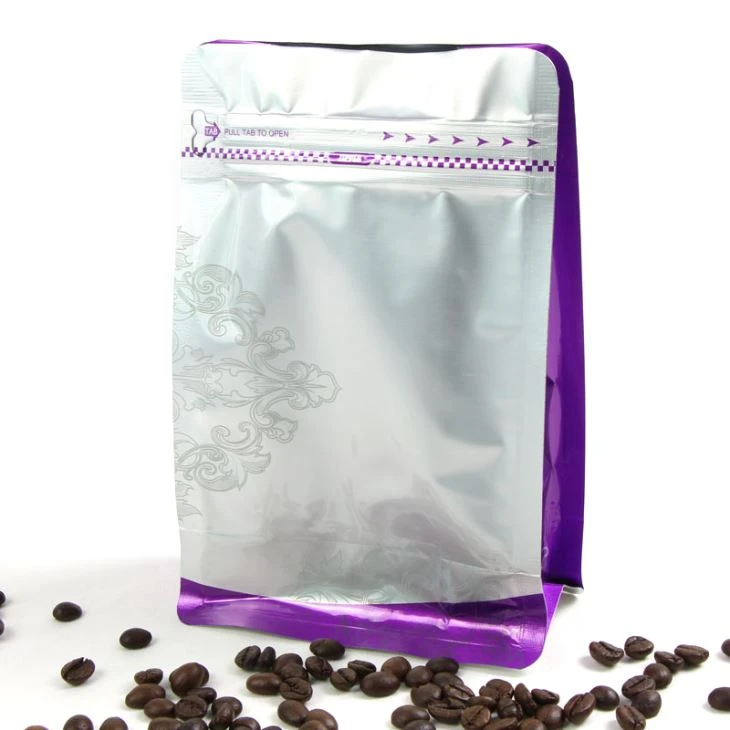 Aluminum Foil Flat Bottom Box Pouch Coffee Packaging Bags Custom