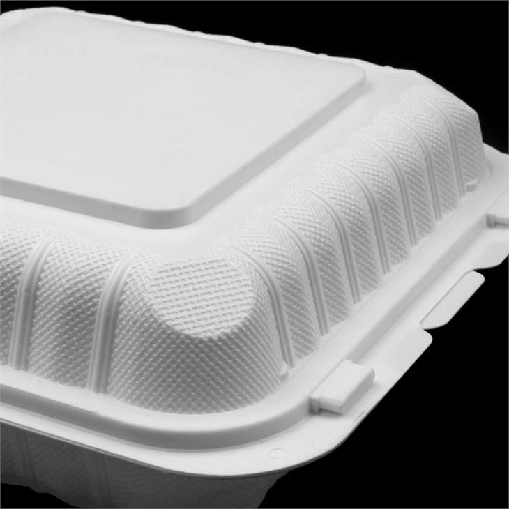 8x8 Inch Eco Friendly Biodegradable Clamshell Take Away Food Box Hinged Togo Containes