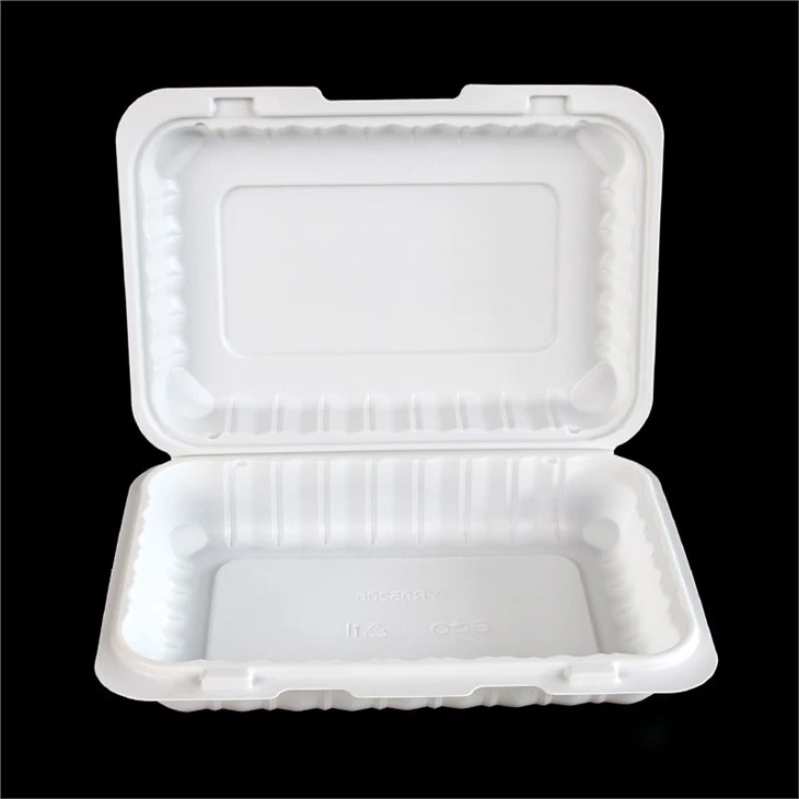 9x6inch Hinged To Go Clamshell Mineral Filled Takeaway Food Container Microwaveable