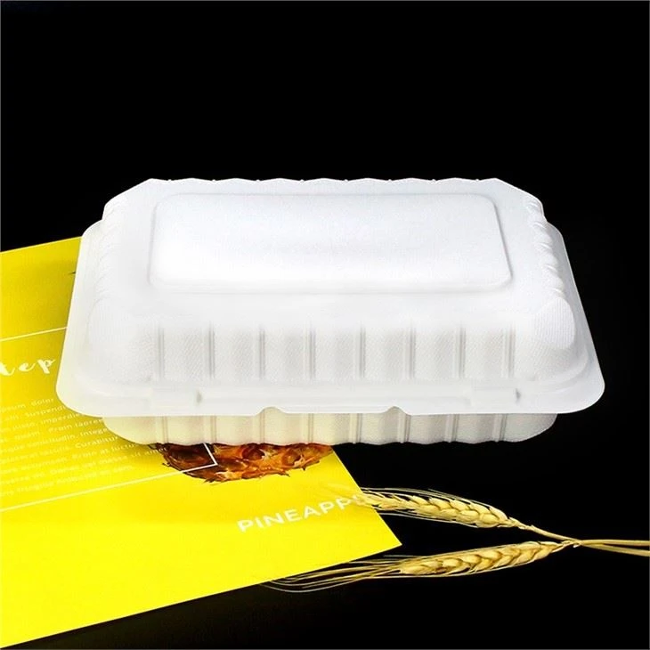 9x6inch Hinged To Go Clamshell Mineral Filled Takeaway Food Container Microwaveable