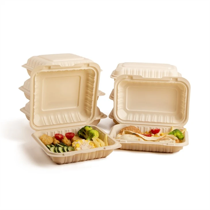 Bio degradable 9x9inch plastmasas uguns vistas iepakojums izņemt Bento Box Clamshell pārtikas konteiners