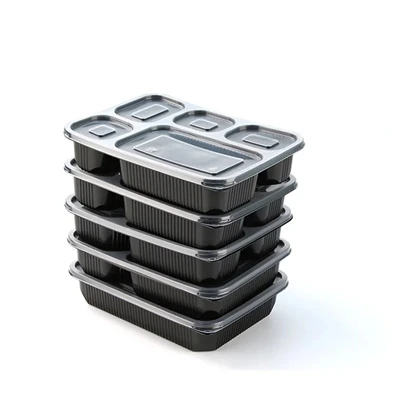Bezmaksas paraugs melnā restorāna pusdienām Bento Box 2 nodalījumu plastmasas...