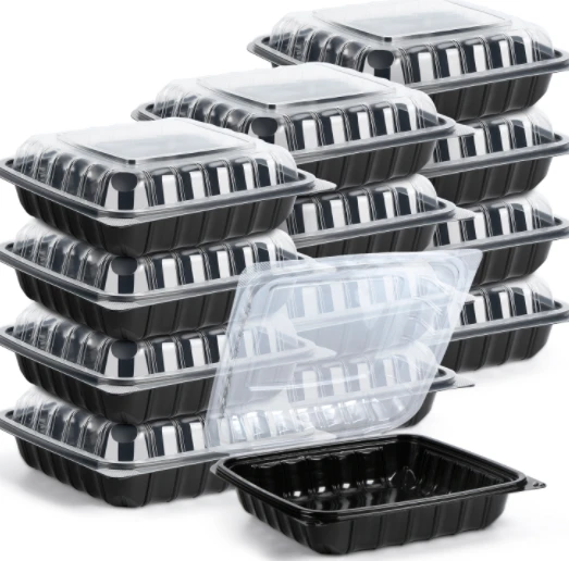 Plastmasas pārtikas konteiners ar 3 nodalījumiem