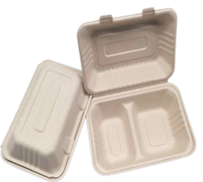 To Go konteineri ar vākiem Bagasse 2 nodalījumi