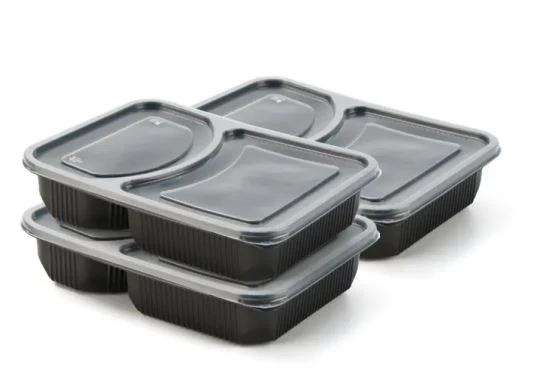 Plastmasas pārtikas trauks ar 2 nodalījumiem